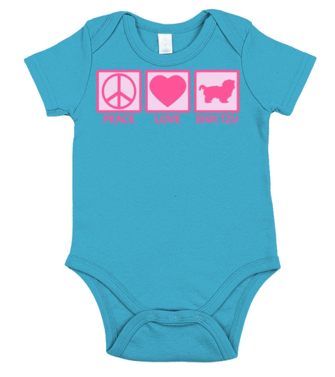 Shih Tzu Dog Peace Love Mom Saying Cute Pink Short Sleeve Baby One-Piece