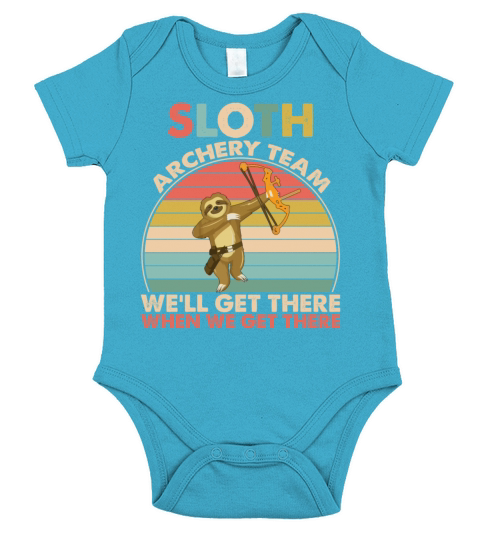 Sloth Archery Team Well Get There Funny Vintage Short Sleeve Baby One-Piece