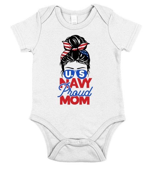 U.S Navy Proud Mom Veteran Day Short Sleeve Baby One-Piece