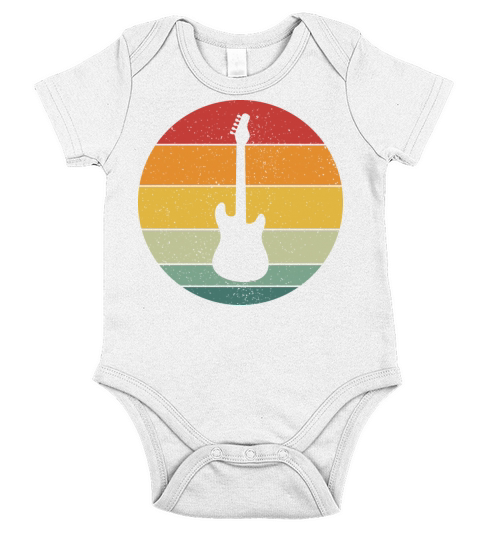 Vintage Retro Electric Guitar Vintage Music Short Sleeve Baby One-Piece