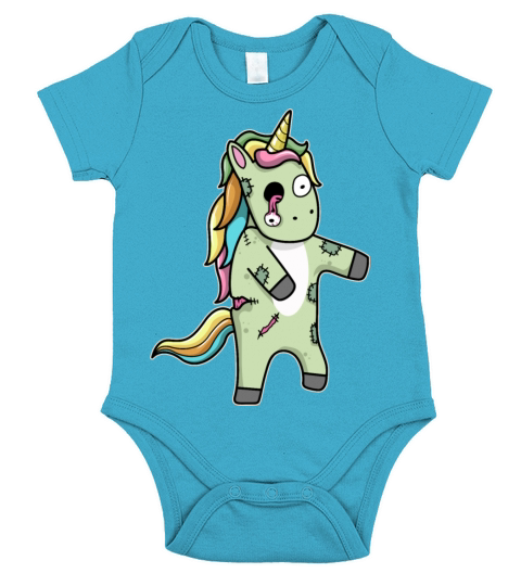 Zombie Unicorn Halloween Short Sleeve Baby One-Piece