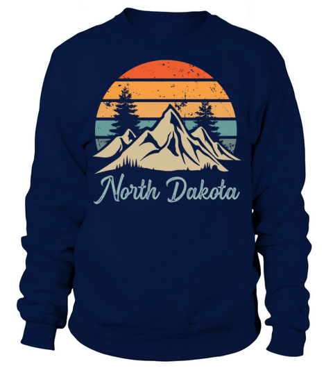 North Dakota Retro Vintage Mountain Sunset Outdoor Sweatshirt Unisex