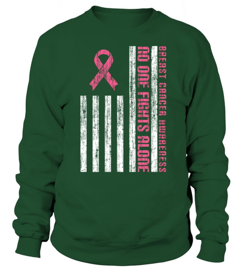 Pink Ribbon Breast Cancer American Flag Sweatshirt Unisex
