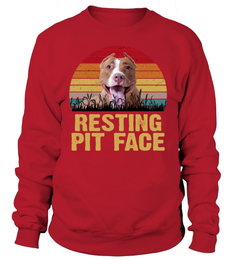 Resting Pit Face Vintage Pitbull Dog Lovers Funny Sweatshirt Unisex