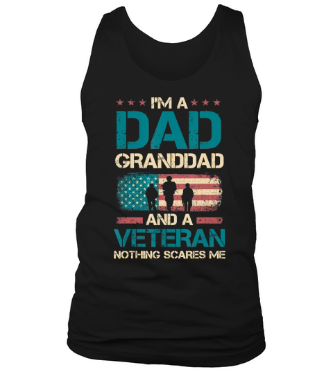 Mens Grandpa Granddad Veteran USA Flag Vintage Themed T-Shirt Tank Top Unisex