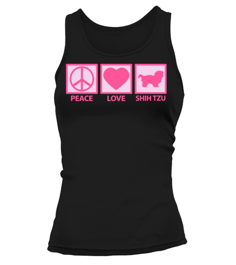 Shih Tzu Dog Peace Love Mom Saying Cute Pink Tank top Woman