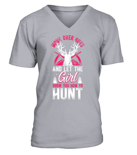 Buck Deer Hunting Hunter Girl V-Neck T-shirt
