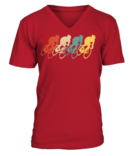 Cycling Vintage Retro 70s 80s Bicycle Cyclist V-Neck T-shirt