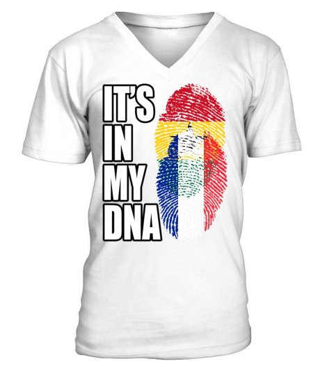 Ghanaian And French Mix Heritage DNA Flag V-Neck T-shirt