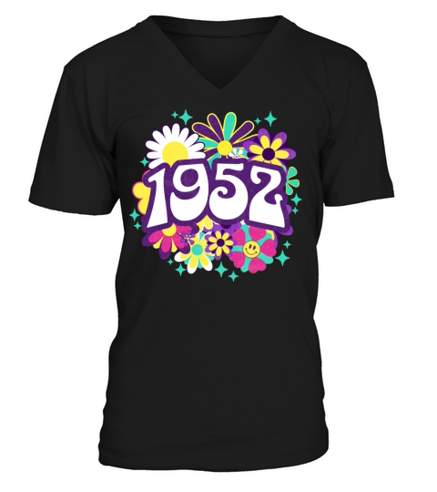 Groovy Vintage 1952 Woman Birthday 70th Birthday V-Neck T-shirt