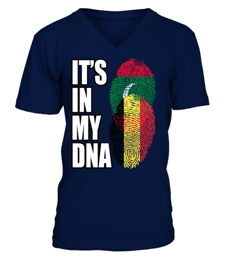 Maldivian And Belgian Mix Heritage DNA Flag V-Neck T-shirt