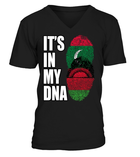 Maldivian And Malawian Mix Heritage DNA Flag V-Neck T-shirt