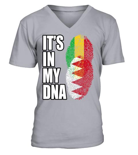 Malian And Bahraini Mix Heritage DNA Flag V-Neck T-shirt