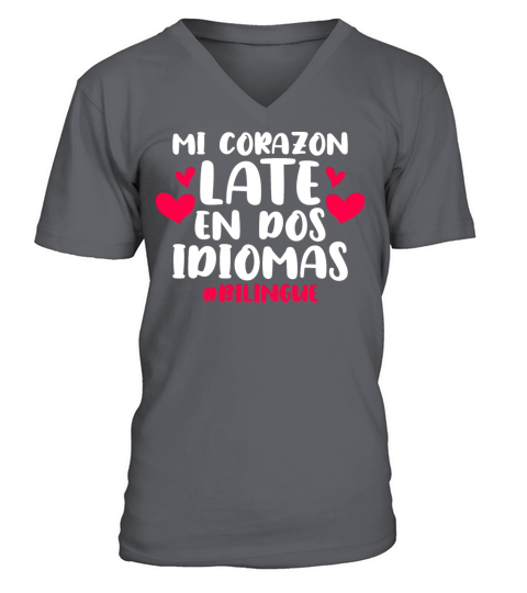 Mi Corazon Late En Dos Idiomas Bilingue Spanish Te V-Neck T-shirt