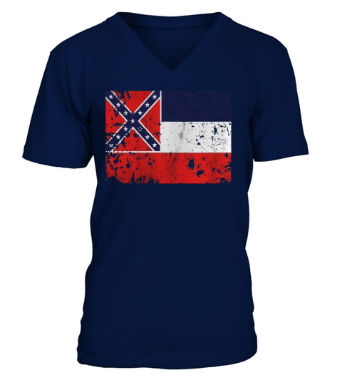Original Vintage Distressed Mississippi State Flag T-Shirt V-Neck T-shirt