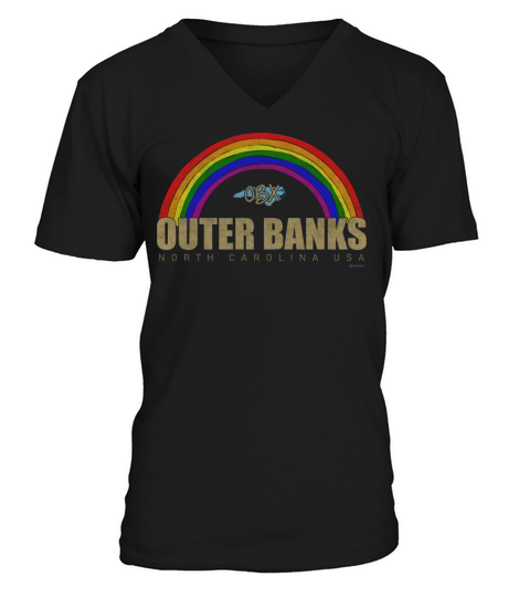 Rainbow Outer Banks OBX North Carolina USA Vintage V-Neck T-shirt