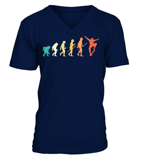 Retro Skating Evolution Gift V-Neck T-shirt