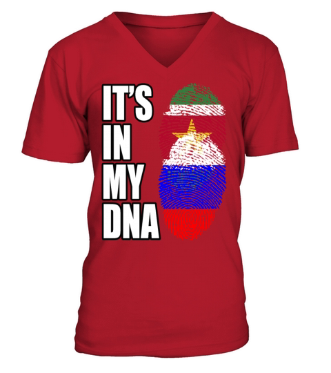 Surinamese And Russian Vintage Heritage DNA Flag V-Neck T-shirt