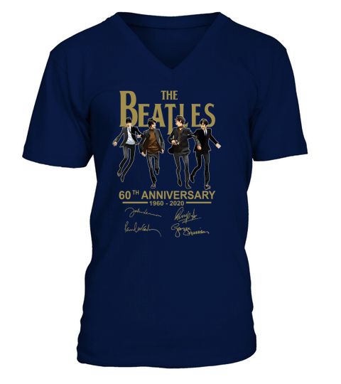 The Beatles 1960 2020 60th anniversary all siganture shirt V-Neck T-shirt
