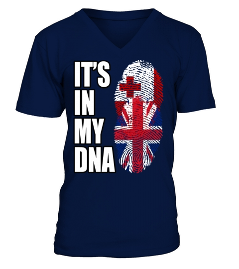 Tongan And British Mix Heritage DNA Flag V-Neck T-shirt