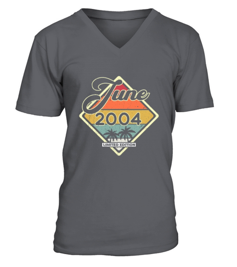 Vintage 18th Birthday June 2004 Sports Gift V-Neck T-shirt