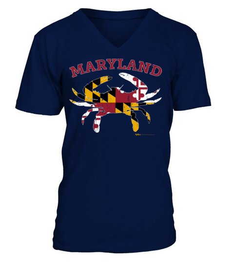Vintage Maryland State Blue Crab Pride Flag V-Neck T-shirt