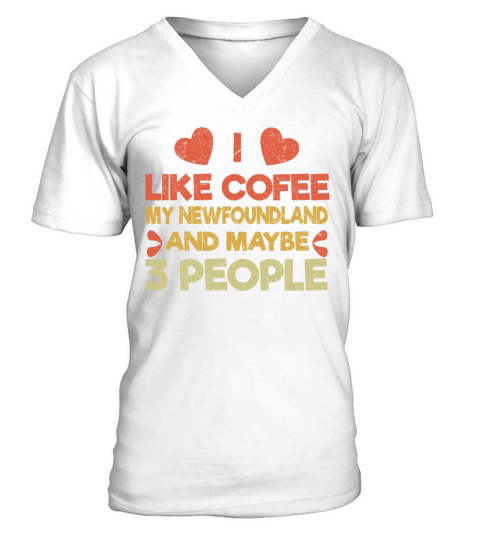 Vintage Pet Dog Like Coffee Love Newfoundland V-Neck T-shirt