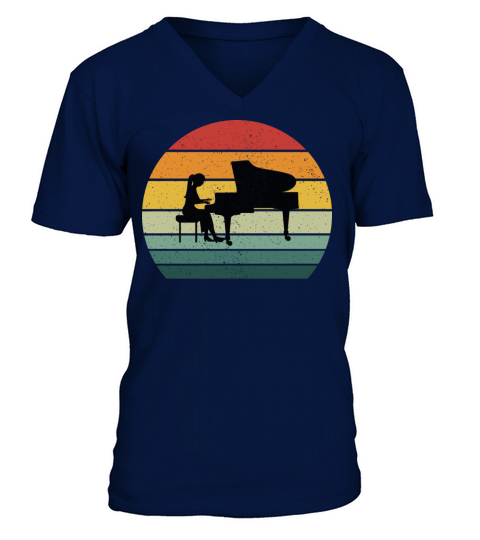 Vintage Retro Grand Classical Piano Vintage Music V-Neck T-shirt
