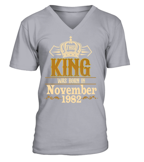 Vintage This King Was Born in November 1982 40th V-Neck T-shirt