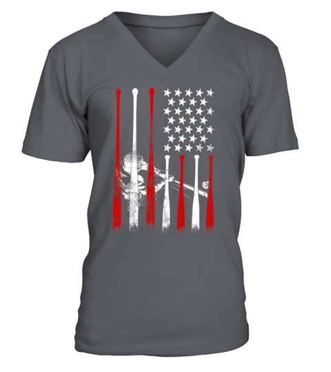 Vintage USA Flag Patriot Baseball Fan Softball V-Neck T-shirt