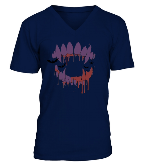 Wolf Vampire Monster Teeth Halloween V-Neck T-shirt