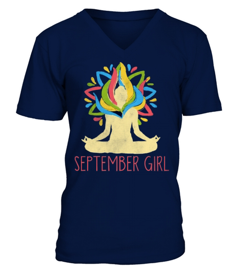 Yoga Mandala Meditation Birth Born Month September V-Neck T-shirt