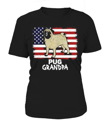 Mens Pug Dog Grandpa American Flag T-shirt Women's T-Shirt