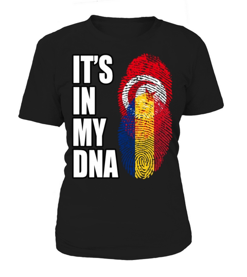 Tunisian And Romanian Mix Heritage DNA Flag Women's T-Shirt