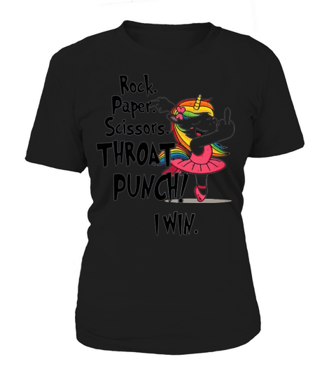 Unicorn Ballet Rock Paper Scissors Throat Punch I Win Women's T-Shirt