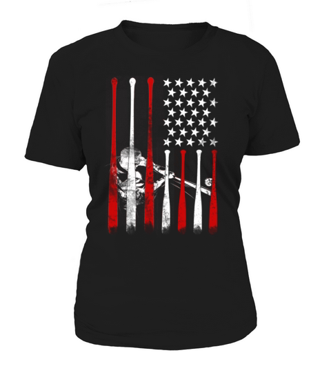 Vintage USA Flag Patriot Baseball Fan Softball Women's T-Shirt