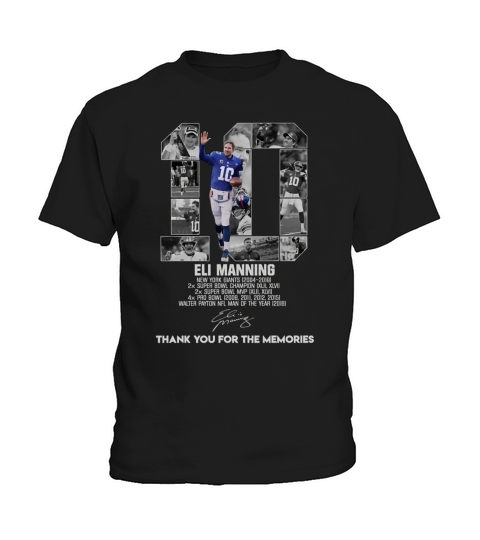10 Eli Manning Thank You For The Memories Signature sh?t Kids T-Shirt