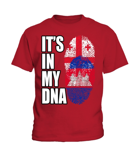 Georgian And Cambodian Mix Heritage DNA Flag Kids T-Shirt