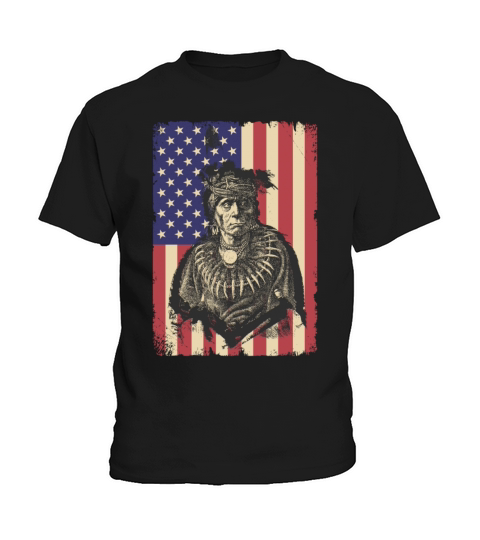 Vintage Native American Chief Traditional Art Kids T-Shirt