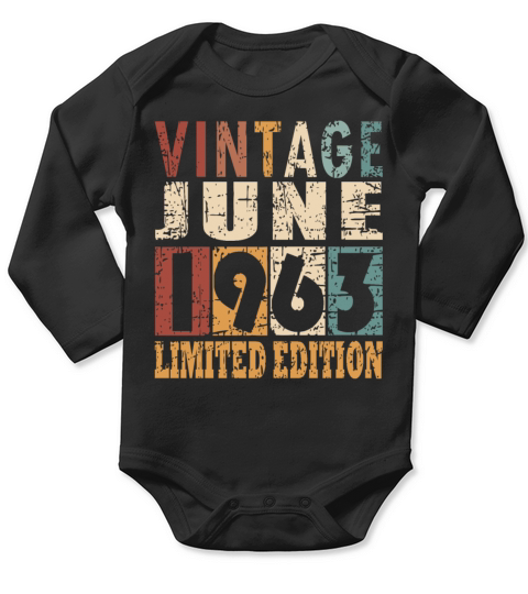1963 vintage born in June gift Long Sleeve Baby One-Piece