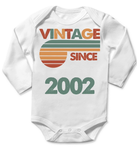20th Vintage Birthday 2002 Long Sleeve Baby One-Piece
