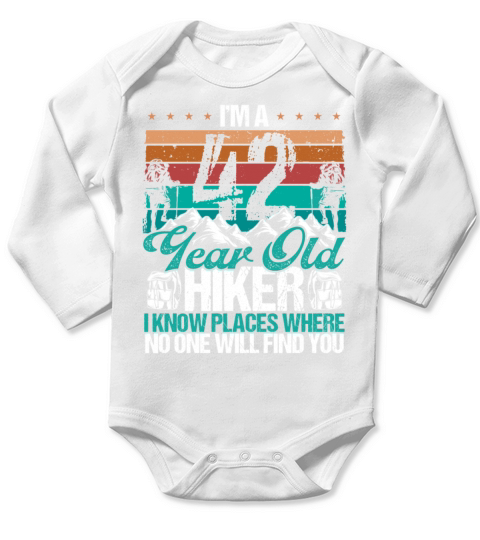42 Birthday Hikers Vintage Mountains 42 Years Old Long Sleeve Baby One-Piece