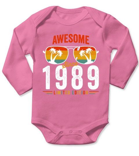 Awesome Since 1989 Birthday Retro Vintage 33 34 Ye Long Sleeve Baby One-Piece