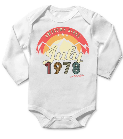 Best Birthday Greeting 1978 July Long Sleeve Baby One-Piece