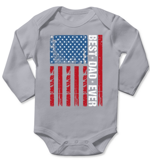 Best Dad Ever Vintage Us American Flag Fathers Day Long Sleeve Baby One-Piece