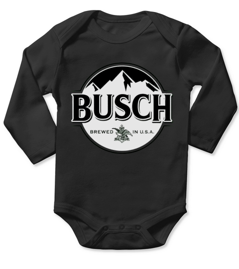 Busch Beer Black &amp;amp; White Logo T-Shirt Long Sleeve Baby One-Piece