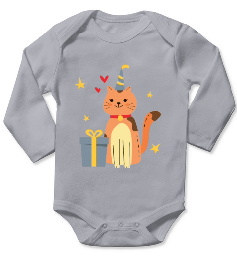 Cat Birthday Idea Girl Comic Cute Gifts Long Sleeve Baby One-Piece