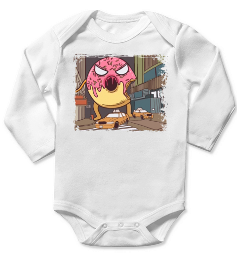 Donut Anime Monster New York City Gift Present Long Sleeve Baby One-Piece