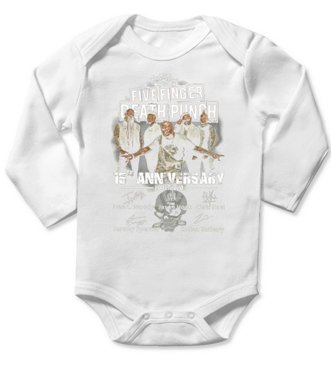 Five Finger Death Punch 15th anniversary signature shirt Long Sleeve Baby One-Piece