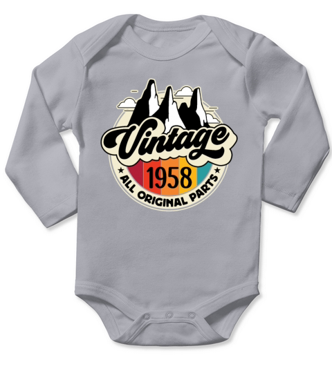 Funny Birthday Born in 1958 Limited Edition Long Sleeve Baby One-Piece